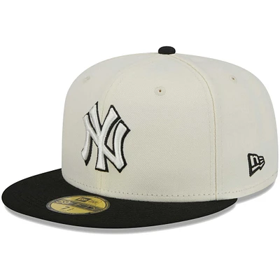 Men's New Era Stone/Black York Yankees Chrome 59FIFTY Fitted Hat