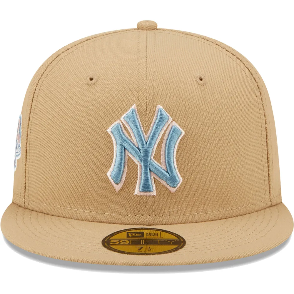 Men's New Era Tan York Yankees 1999 World Series Sky Blue Undervisor 59FIFTY Fitted Hat