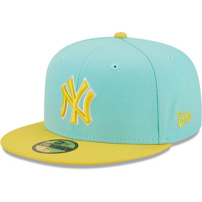 Men's New Era Turquoise/Yellow York Yankees Spring Color Pack Two-Tone 59FIFTY - Fitted Hat