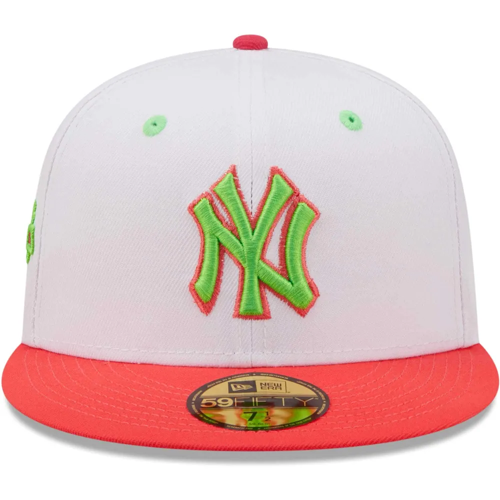 Men's New Era White/Coral York Yankees 100th Anniversary Strawberry Lolli - 59FIFTY Fitted Hat