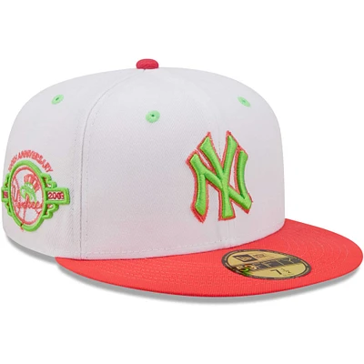 Men's New Era White/Coral York Yankees 100th Anniversary Strawberry Lolli - 59FIFTY Fitted Hat