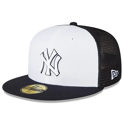 Casquette ajustée 59FIFTY pour entraînement au bâton sur le terrain des New York Yankees 2023 Era homme, blanc/bleu marine