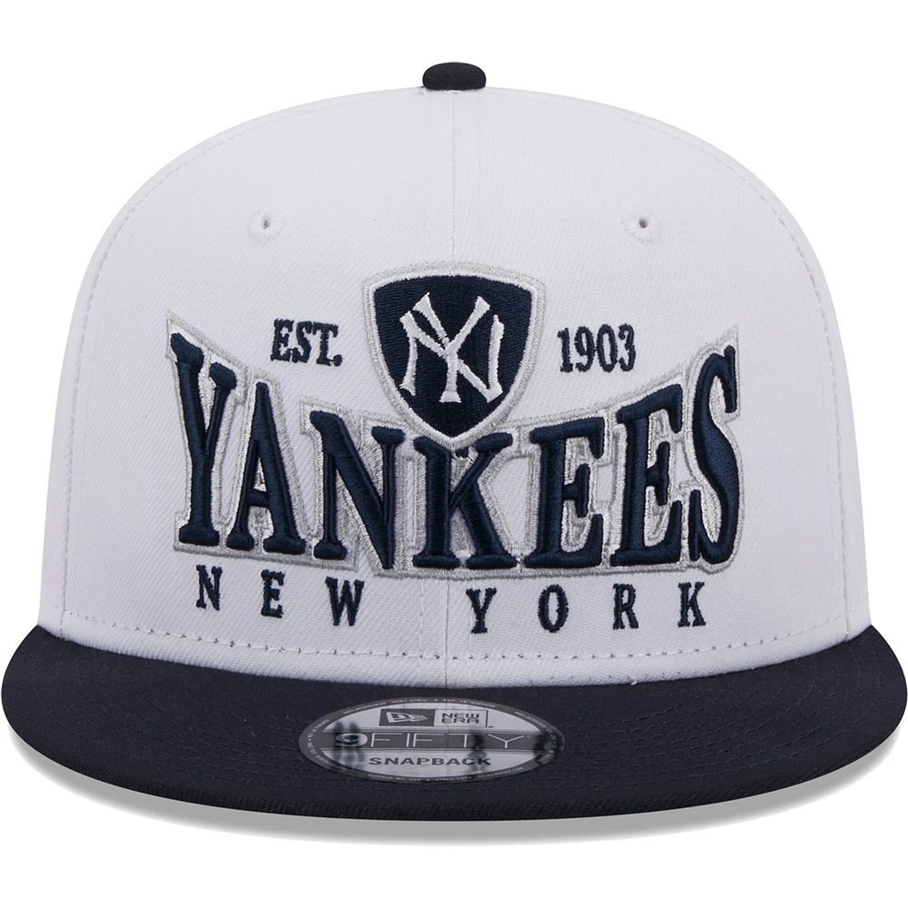 Men's New Era White/Navy New York Yankees Crest 9FIFTY Snapback Hat