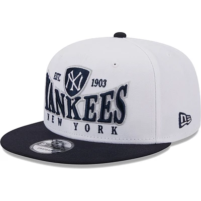 Casquette 9FIFTY Snapback des New York Yankees Crest New Era pour homme, blanc/bleu marine