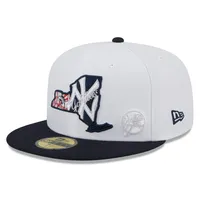 Casquette ajustée 59FIFTY New York Yankees State Era pour homme, blanc/bleu marine