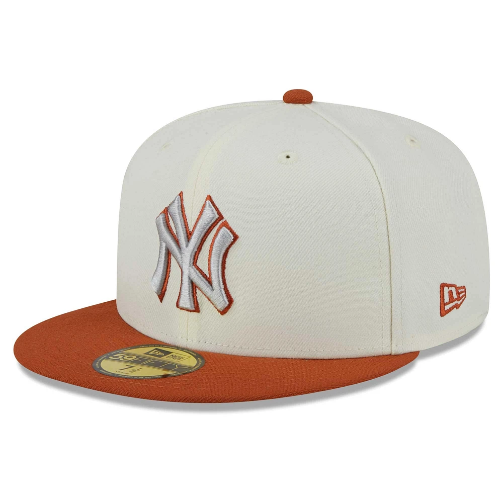 Men's New Era White/Orange York Yankees Rustic 2-Tone 59FIFTY Fitted Hat