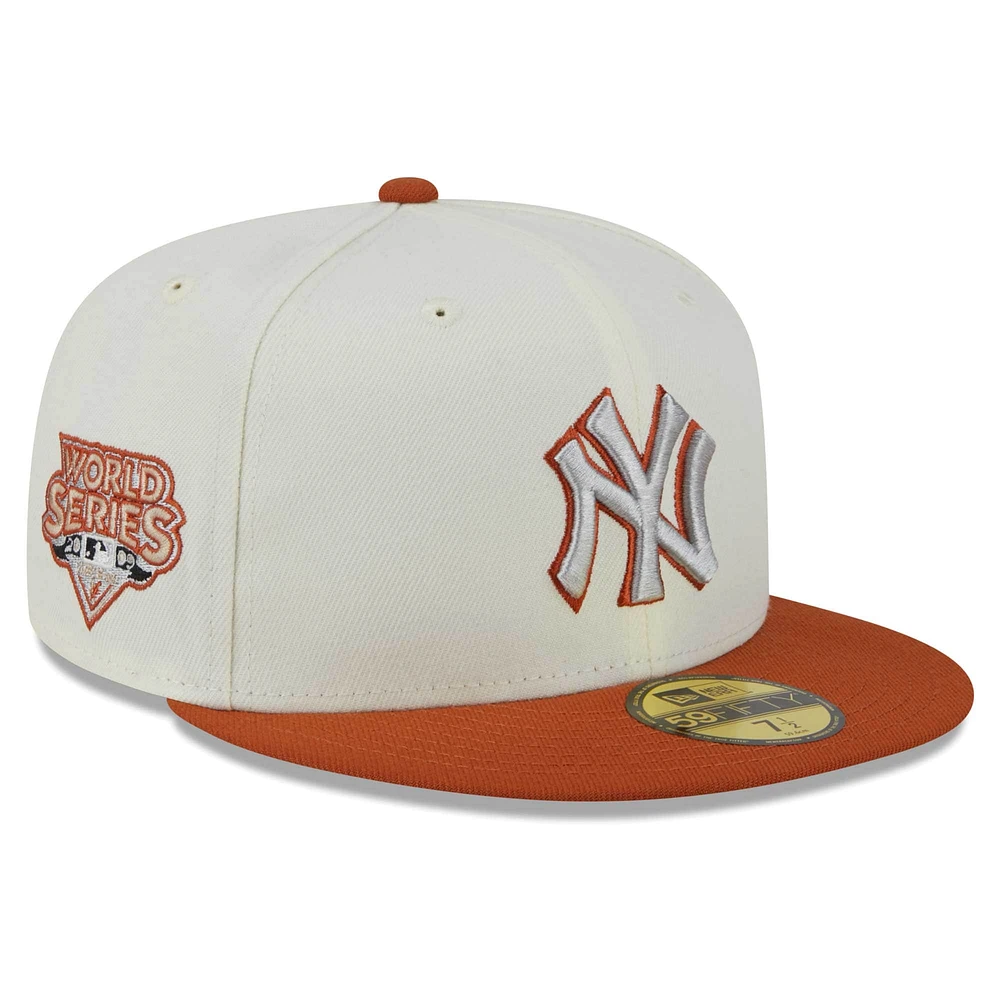 Men's New Era White/Orange York Yankees Rustic 2-Tone 59FIFTY Fitted Hat