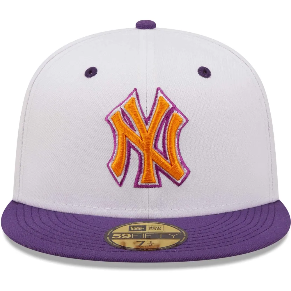 Men's New Era White/Purple York Yankees 2000 World Series Grape Lolli 59FIFTY Fitted Hat