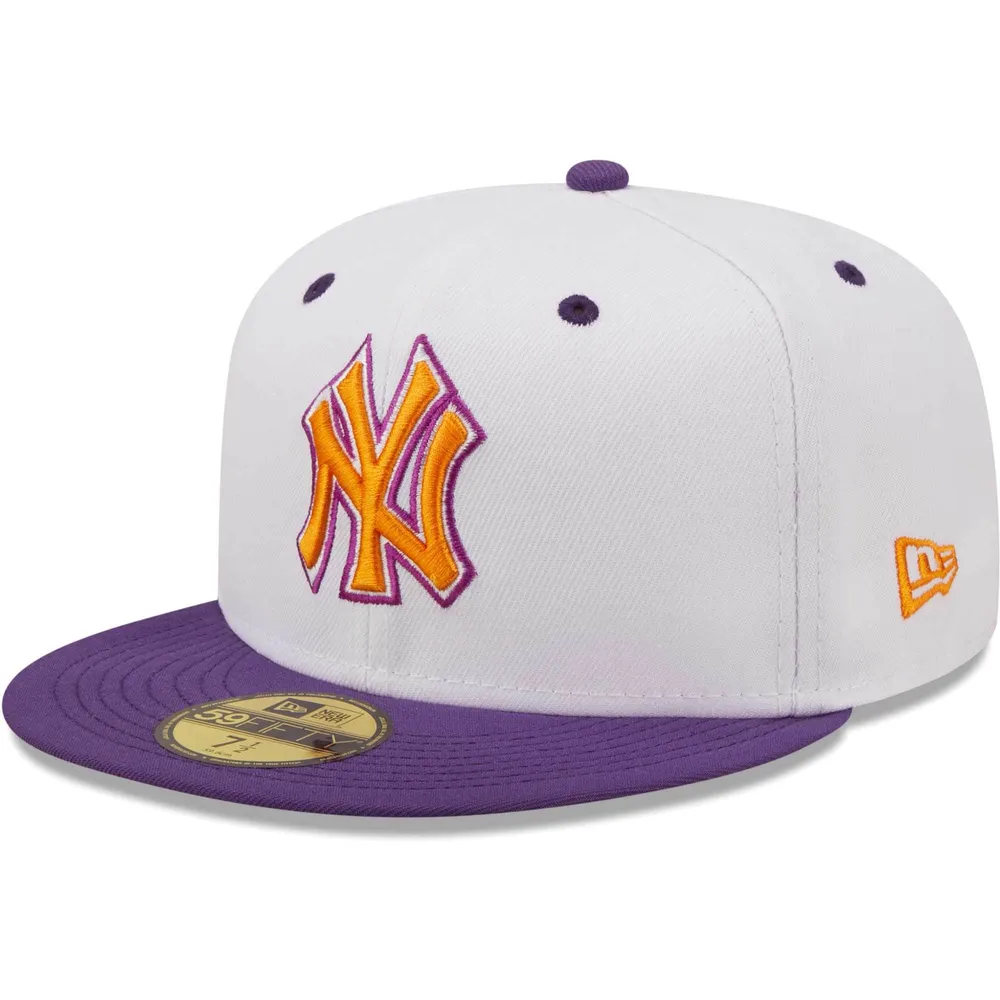 Men's New Era White/Purple York Yankees 2000 World Series Grape Lolli 59FIFTY Fitted Hat