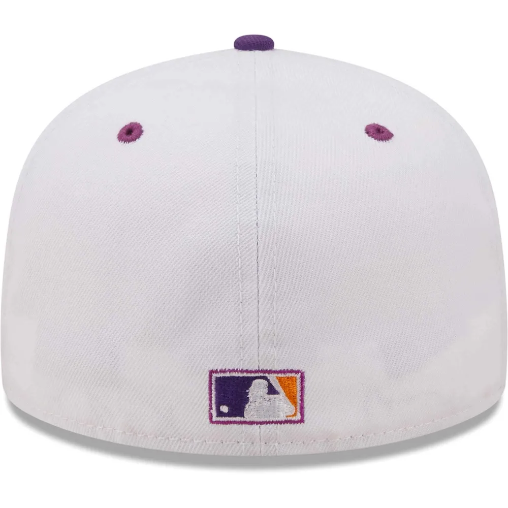 Men's New Era White/Purple York Yankees 2000 World Series Grape Lolli 59FIFTY Fitted Hat