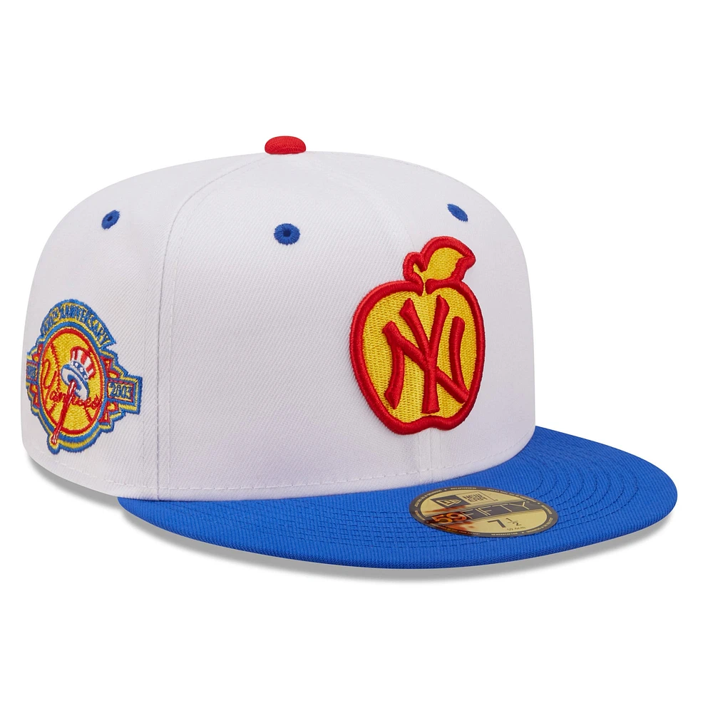 Casquette ajustée New Era Cherry Lolli 59FIFTY des York Yankees pour homme - Blanc/Royal