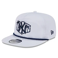 Casquette snapback Palm Golfer blanche New Era pour homme, motif New York Yankees, entraînement de printemps 2025