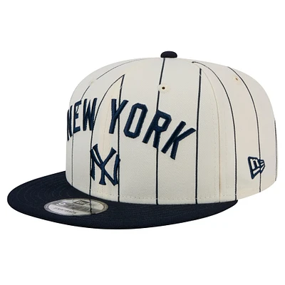 Casquette Snapback à rayures fines New Era New York Yankees blanche pour homme 9FIFTY