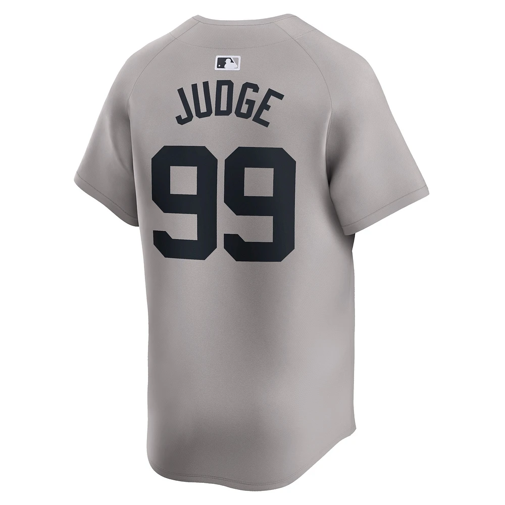 Maillot de joueur Nike Aaron Judge pour hommes, gris, New York Yankees, extérieur limité