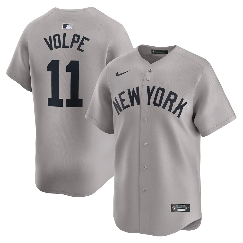 Maillot de joueur Nike Anthony Volpe pour hommes, gris, New York Yankees, extérieur limité