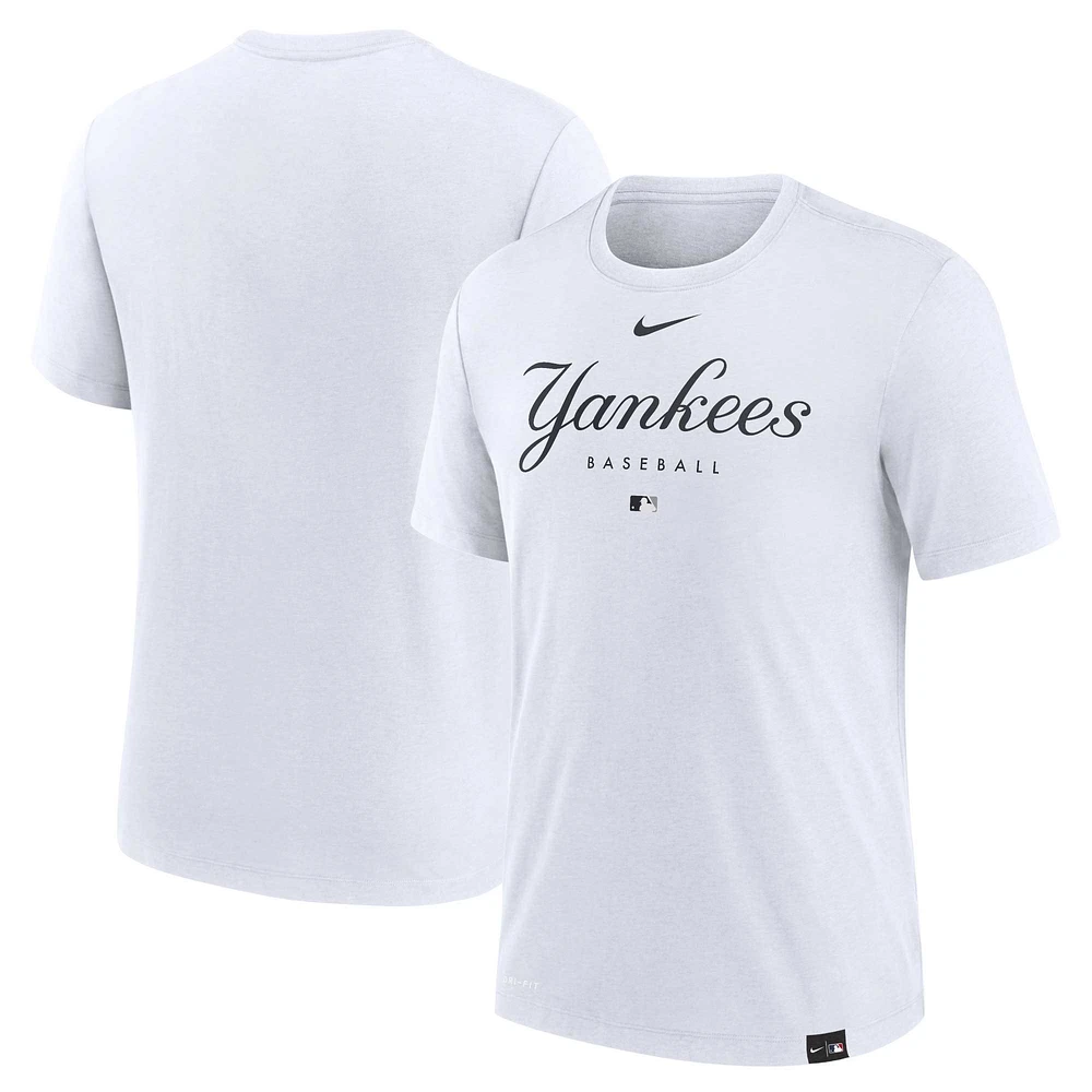 Men's Nike Ash New York Yankees Authentic Collection Early Work Tri-Blend Performance T-Shirt