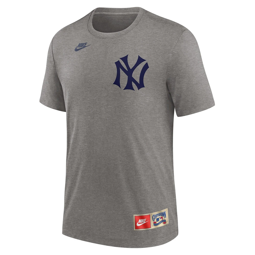 T-shirt Nike Babe Ruth Heather Grey pour homme avec nom et numéro de la collection Cooperstown des Yankees New York