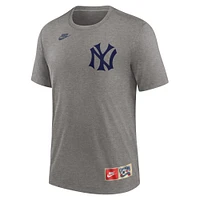 T-shirt Nike Babe Ruth Heather Grey pour homme avec nom et numéro de la collection Cooperstown des Yankees New York