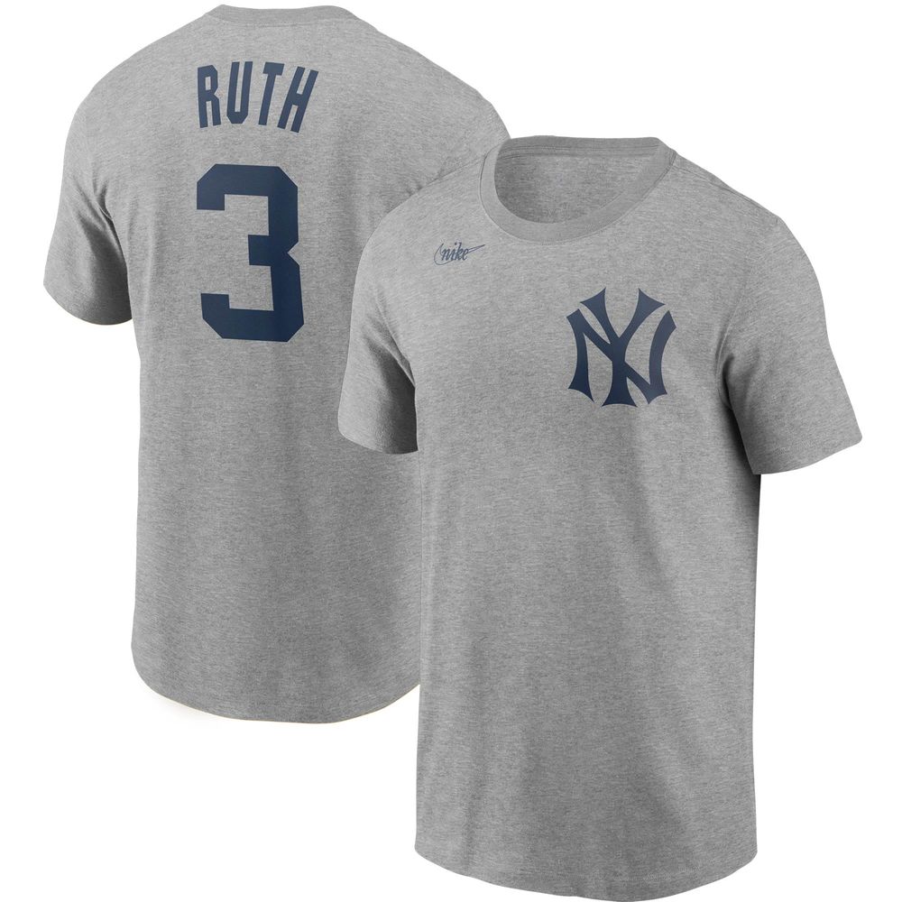 Nike Men's Nike Babe Ruth Heathered Gray New York Yankees Cooperstown  Collection Name & Number T-Shirt