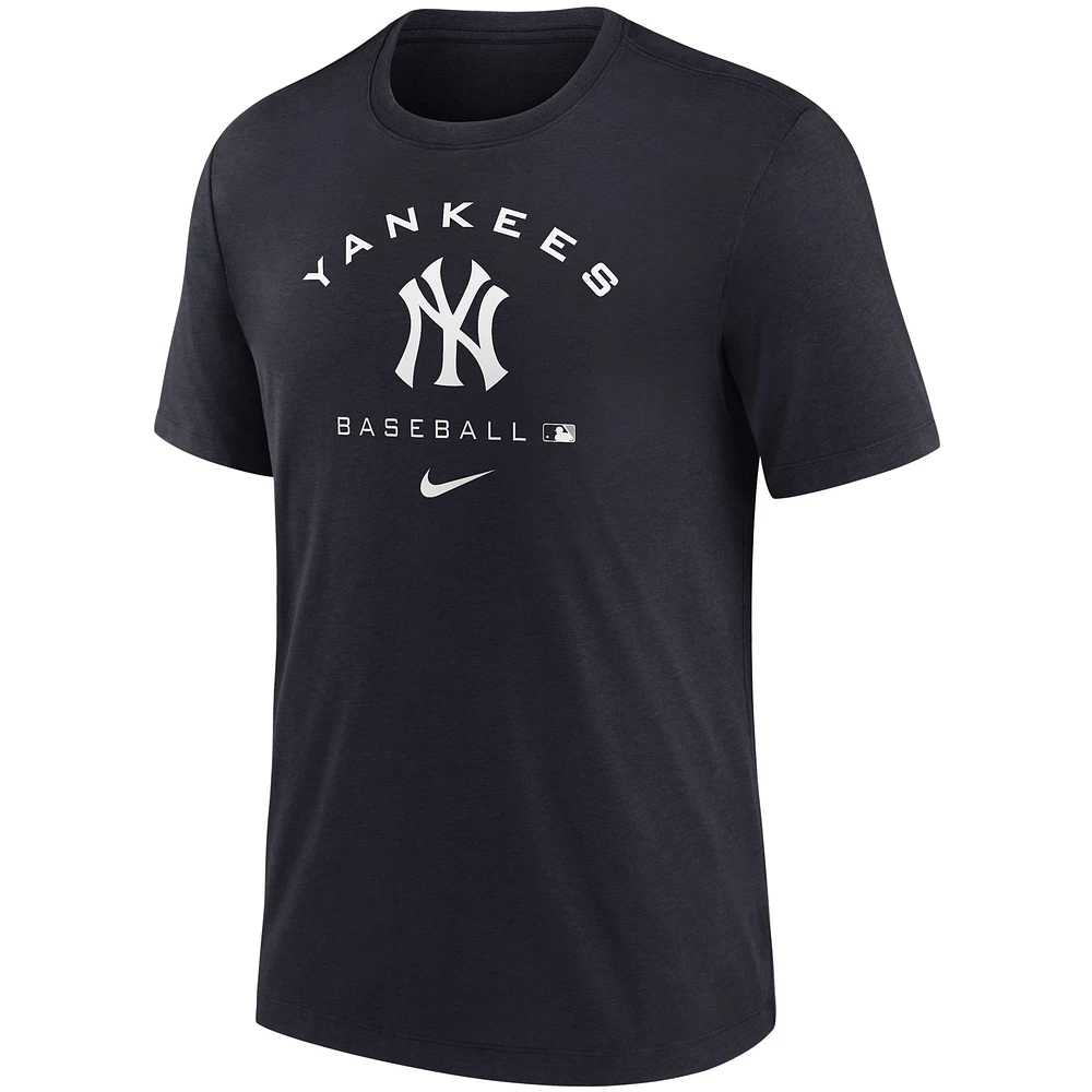 T-shirt Performance Tri-Blend Nike New York Yankees Authentic Collection pour homme - Noir