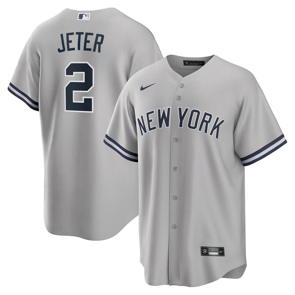 Maillot Nike Derek Jeter pour homme, réplique de joueur des New York Yankees Big & Tall Road, gris