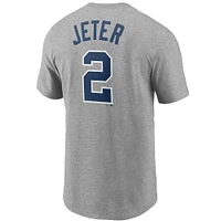 Men's Nike Derek Jeter Gray New York Yankees Name & Number T-Shirt