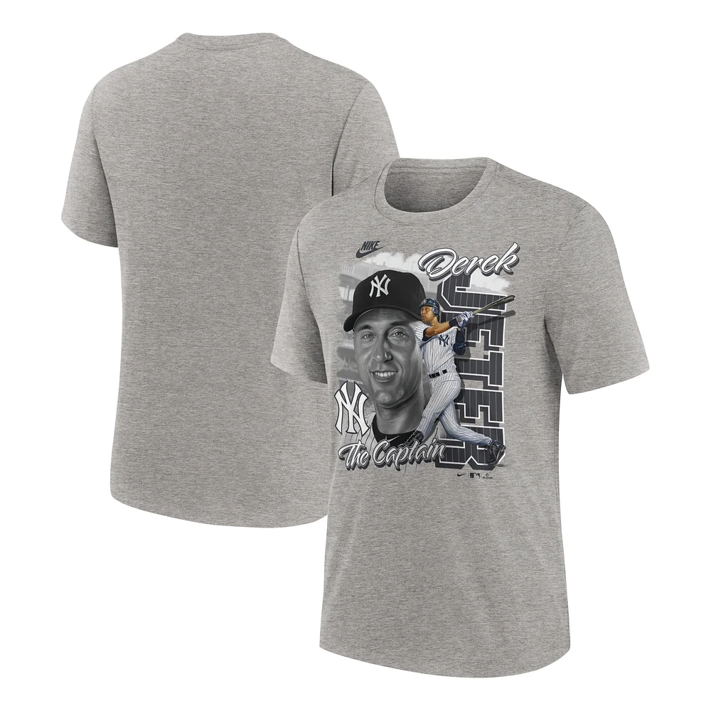 Men's Nike Derek Jeter Heather Gray New York Yankees Cooperstown Collection Player Local T-Shirt