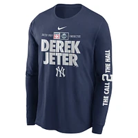 Men's Nike Derek Jeter Navy New York Yankees 2020 MLB Hall of Fame Inductee The Call 2 Long Sleeve T-Shirt