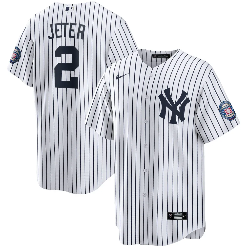 Men's Nike Derek Jeter White/Navy New York Yankees Home Replica Player Name Jersey