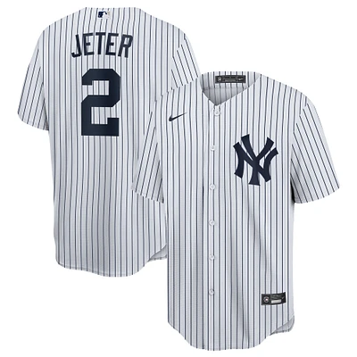 Maillot Nike Derek Jeter pour homme, blanc/bleu marine, réplique à domicile du nom joueur des Yankees de New York