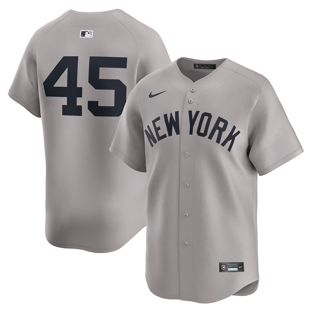 Maillot de joueur Nike Gerrit Cole pour hommes, gris, New York Yankees, extérieur limité