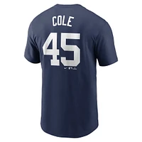 T-shirt avec nom et numéro Nike Gerrit Cole pour hommes, bleu marine, New York Yankees Fuse