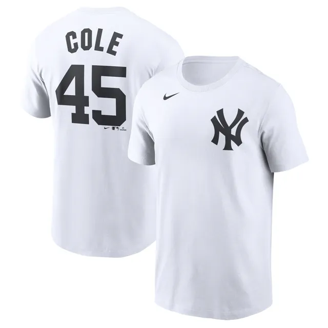 Men's Nike Gerrit Cole Gray New York Yankees Name & Number T-Shirt