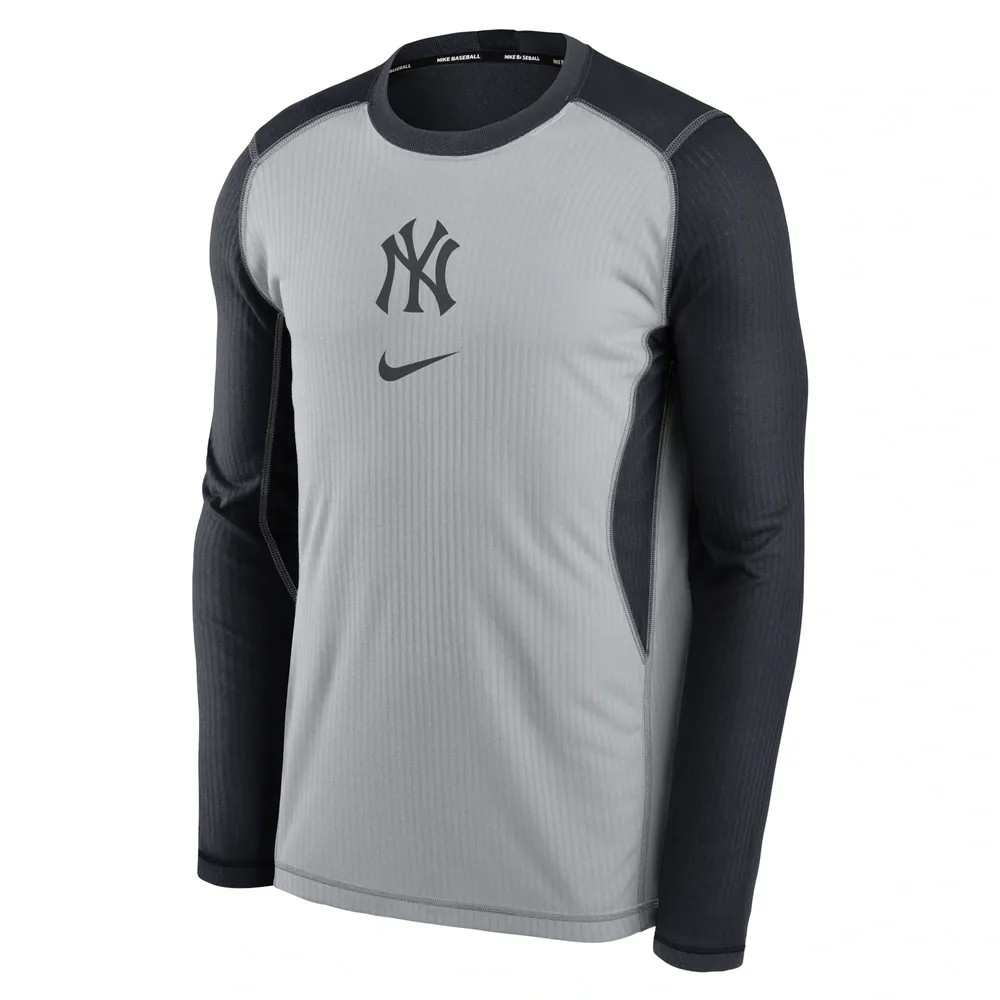 Nike Men's Gray and Navy New York Yankees Game Authentic Collection  Performance Raglan Long Sleeve T-shirt