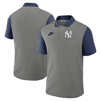 Polo Nike Performance Victory gris/bleu marine pour homme, collection Cooperstown, New York Yankees
