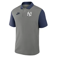 Polo Nike Performance Victory gris/bleu marine pour homme, collection Cooperstown, New York Yankees