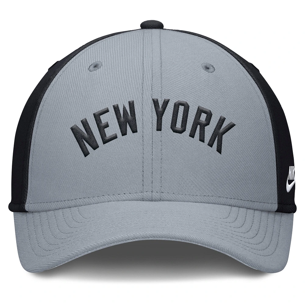 Men's Nike Gray/Navy New York Yankees Rise Swoosh Performance Flex Hat