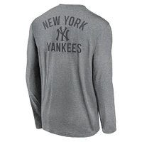 Men's Nike Heather Charcoal New York Yankees 2-Hit Legend Performance Long Sleeve T-Shirt
