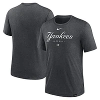 Men's Nike Heather Charcoal New York Yankees Authentic Collection Early Work Tri-Blend Performance T-Shirt