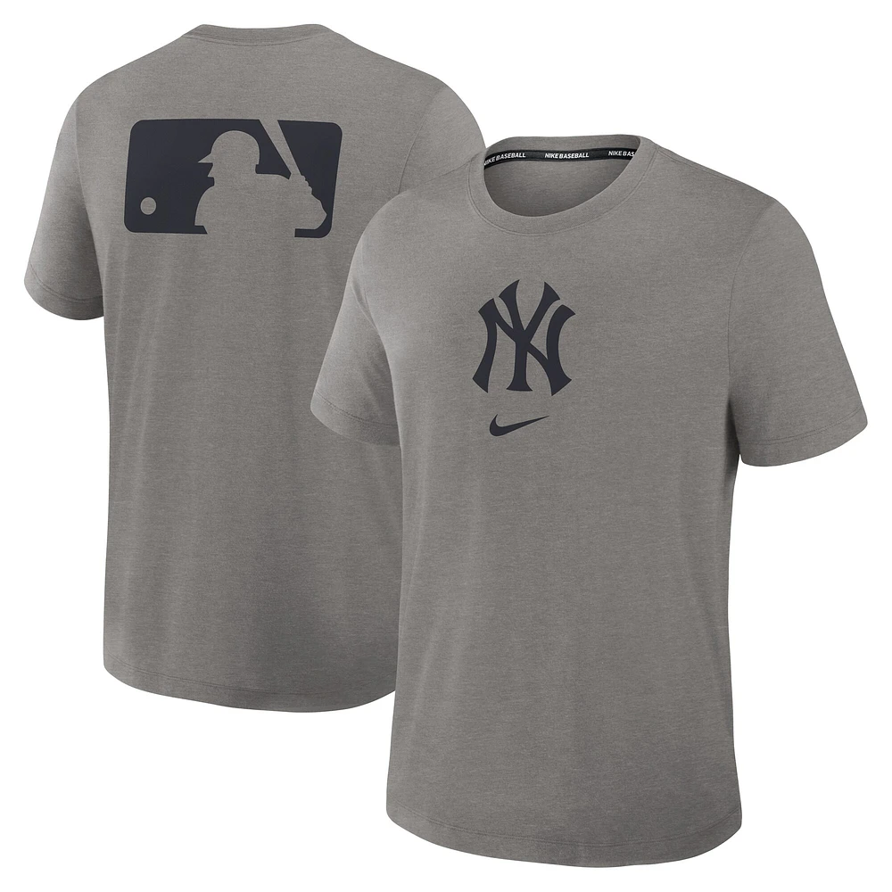 Men's Nike Heather Charcoal New York Yankees Authentic Collection Early Work Tri-Blend Performance T-Shirt