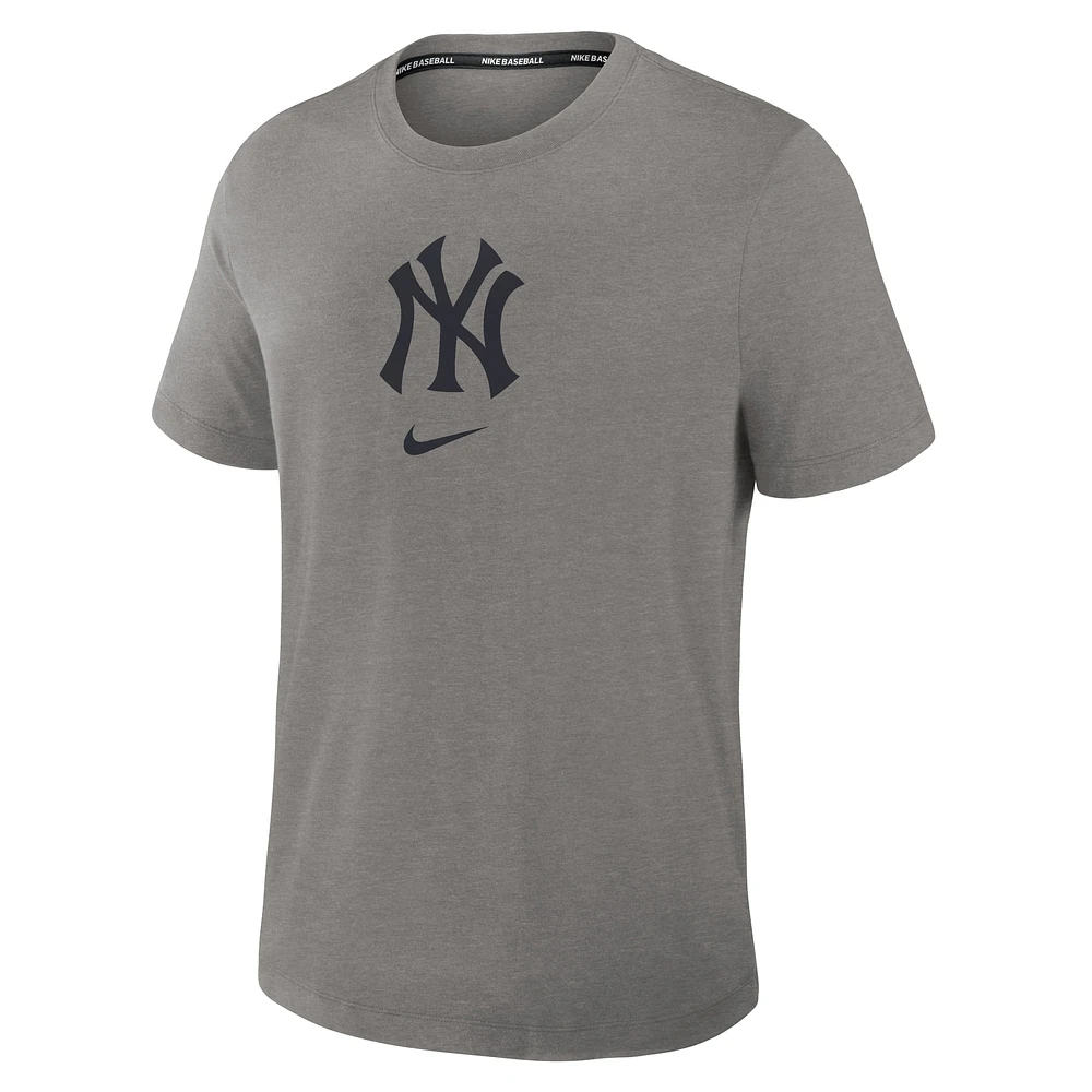 Men's Nike Heather Charcoal New York Yankees Authentic Collection Early Work Tri-Blend Performance T-Shirt