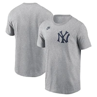 T-shirt avec logo Nike Heather Charcoal New York Yankees Cooperstown pour homme