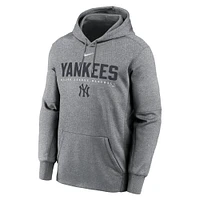 Men's Nike Heather Charcoal New York Yankees Therma Fleece Pullover Hoodie