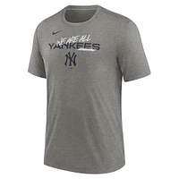 T-shirt We Are All Tri-Blend des New York Yankees Nike Heather Charcoal pour homme