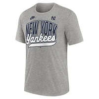 Men's Nike Heather Gray New York Yankees Cooperstown Collection Retro Tri-Blend T-Shirt