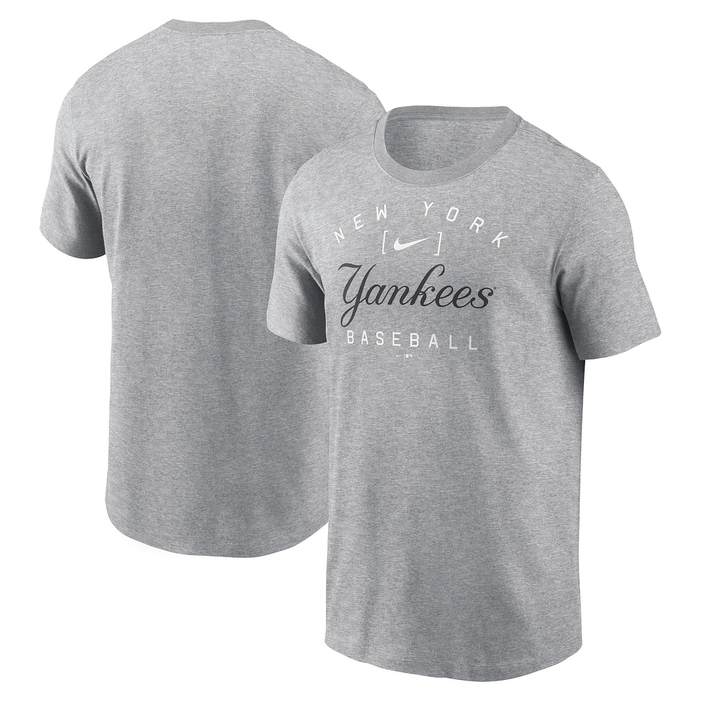 T-shirt Nike Heather Grey New York Yankees Home Team Athletic Arch pour homme