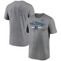 T-shirt Légende locale des New York Yankees Nike pour homme, gris chiné