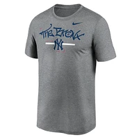 T-shirt Légende locale des New York Yankees Nike pour homme, gris chiné