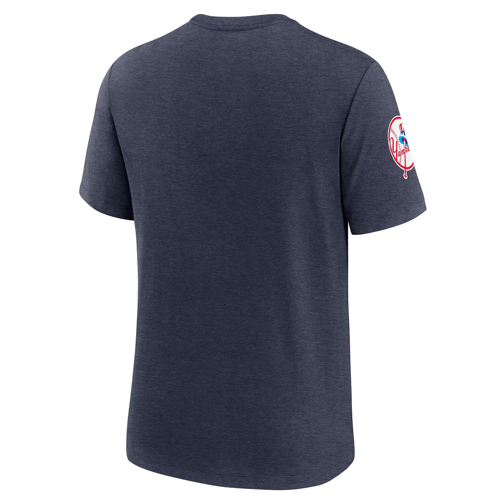 Men's Nike Heather Navy New York Yankees Cooperstown Collection Eras Tri-Blend T-Shirt