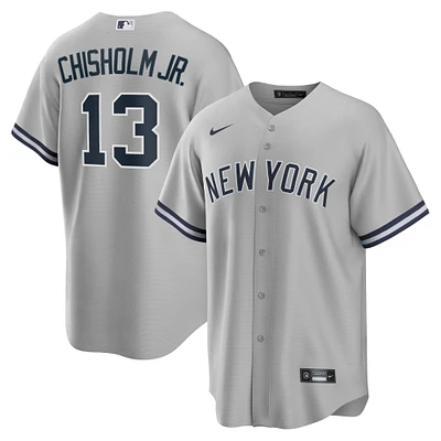 Maillot de joueur Nike Jazz Chisholm Jr. pour homme, gris, réplique à domicile des Yankees New York